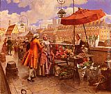 Famous Seller Paintings - The Flower-Seller Along The Seine